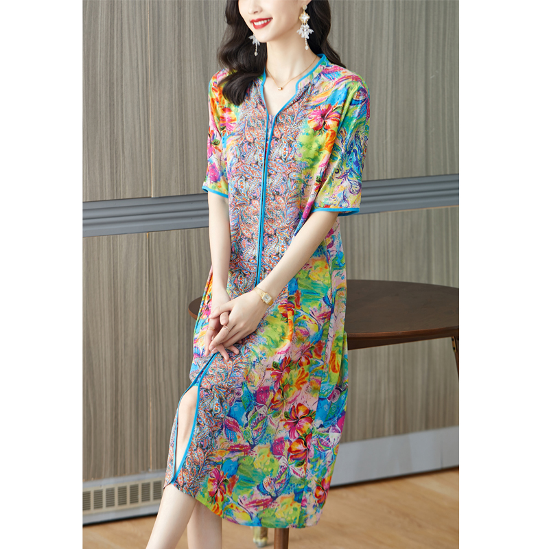 French Vintage Floral Midi Dress - 女性のためのピンクの花柄のミディドレス,Vネック,自由奔放に生きるファッション,軽い夏,韓国のドレス,エレガントなボディコンドレス,セクシー,新しい,2024