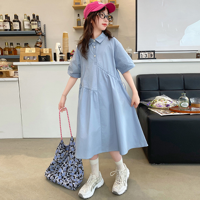 Korean Style A Line Shirt Dress - 韓国子供服 女の子 ワンピース 2025 夏 子供