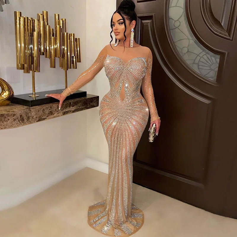セクシーなキラキラクリスタルラインストーンマーメイドイブニン - Sparkly Rhinestone Club Party Dress のレビューと価格