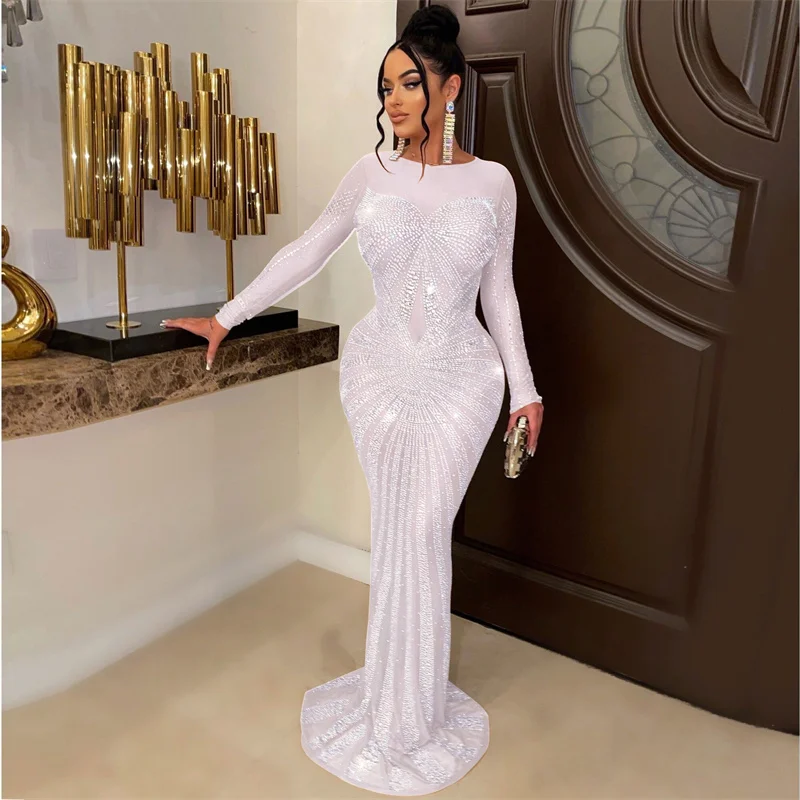 セクシーなキラキラクリスタルラインストーンマーメイドイブニン - Sparkly Rhinestone Club Party Dress のレビューと価格