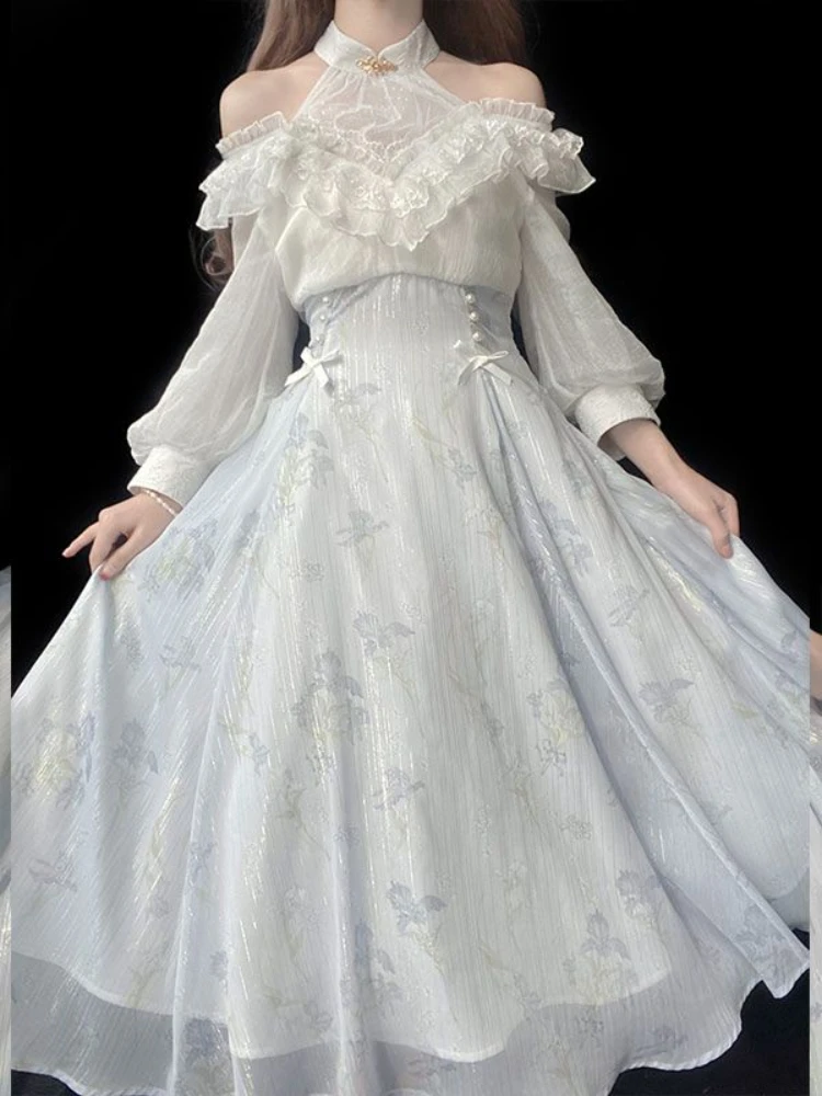 女性用花柄ロリータワンピースドレス 韓国風 2026年夏 イ - French Vintage Floral Midi Dress のレビューと価格