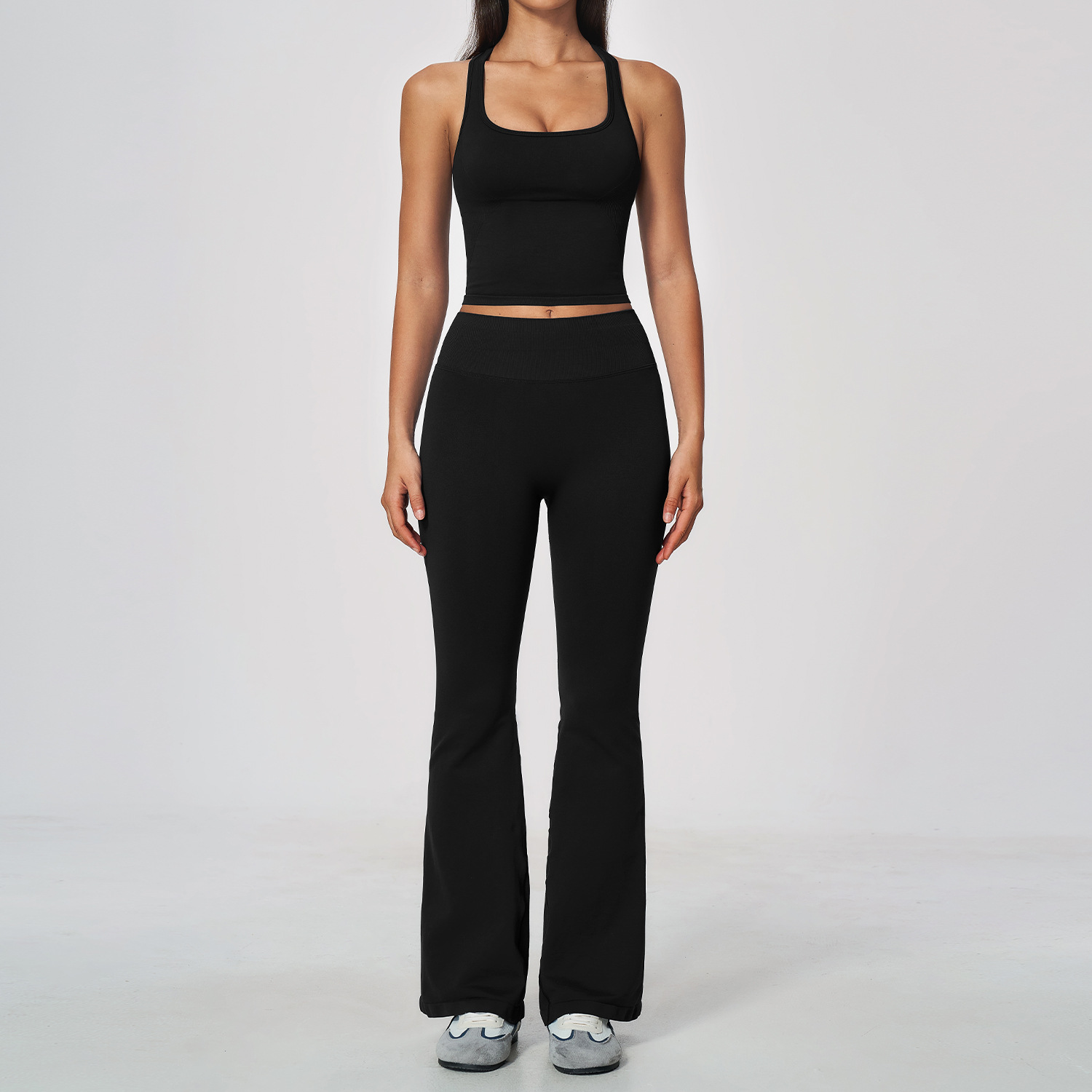 レディース 2点セット ヨガウェア レーサーバック タンクト - Seamless Ribbed Workout Tank Top のレビューと価格