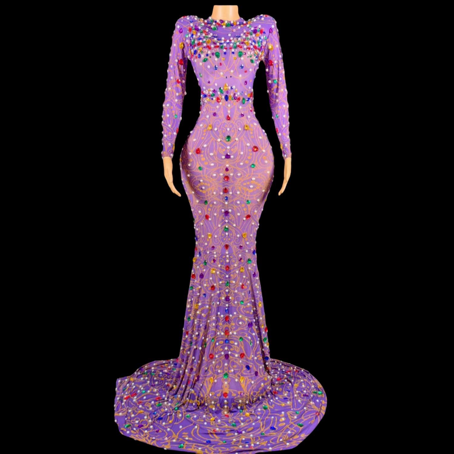 キラキララインストーンパープルマーメイドドレスハイエンドクラ - Sparkly Rhinestone Club Party Dress のレビューと価格