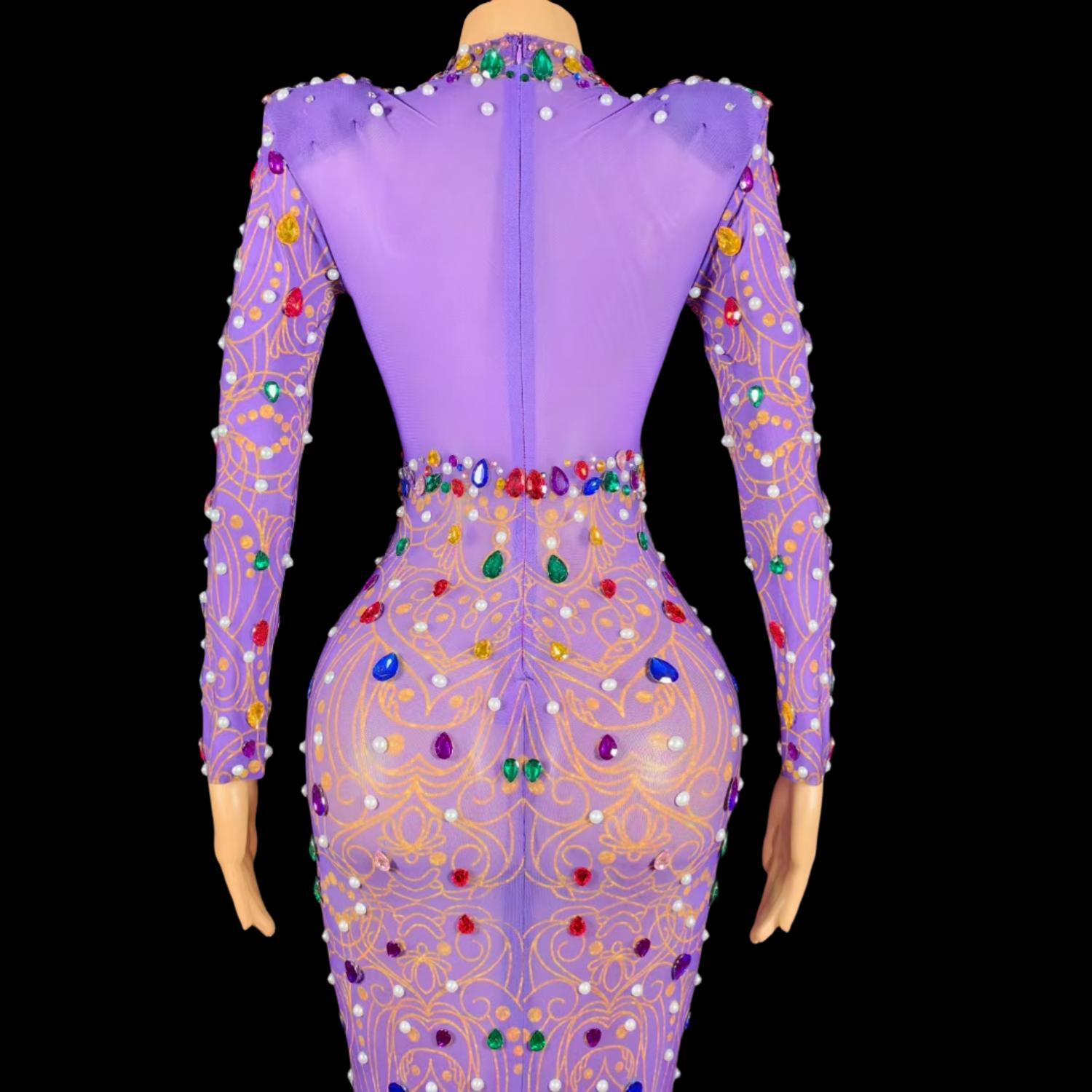 キラキララインストーンパープルマーメイドドレスハイエンドクラ - Sparkly Rhinestone Club Party Dress のレビューと価格