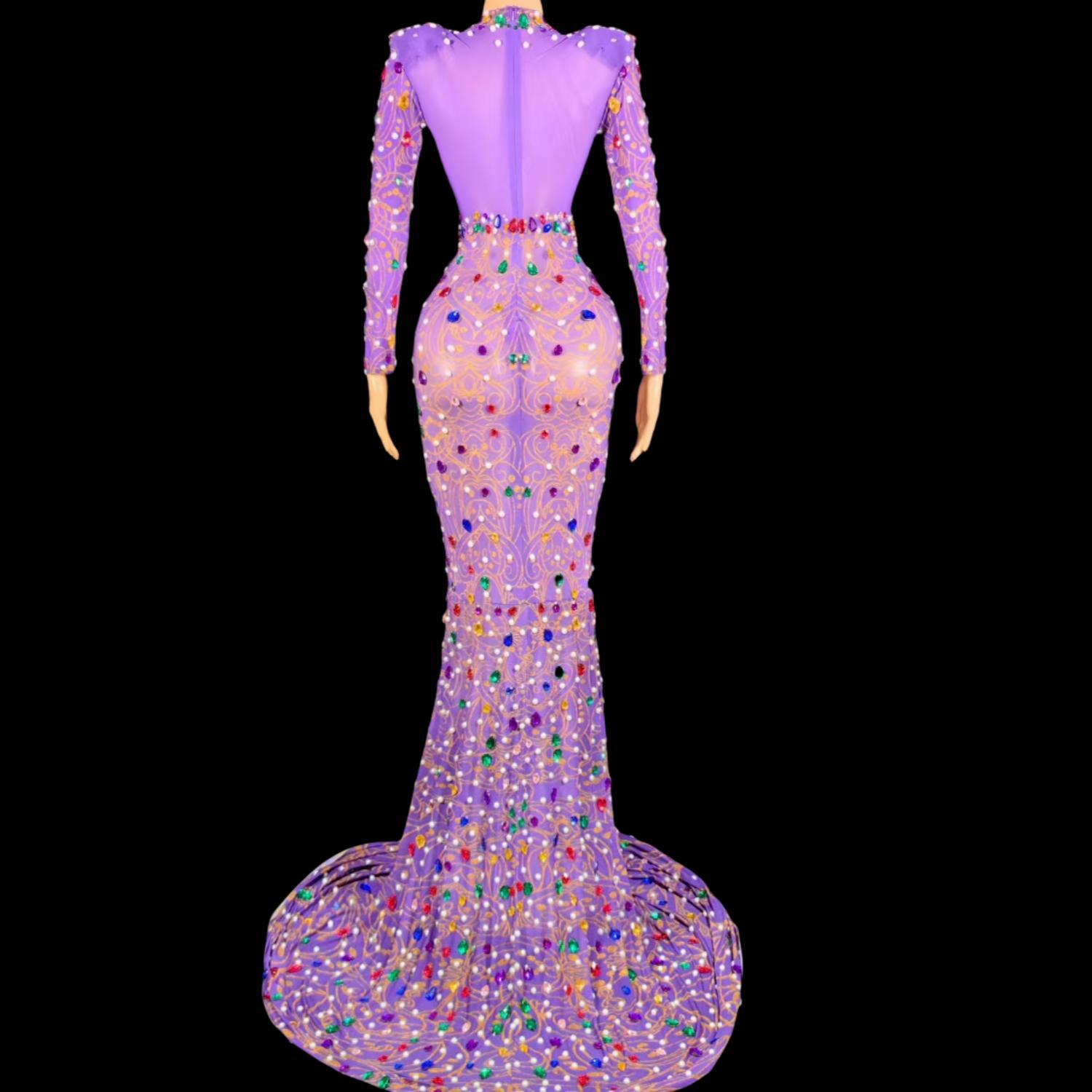 キラキララインストーンパープルマーメイドドレスハイエンドクラ - Sparkly Rhinestone Club Party Dress のレビューと価格