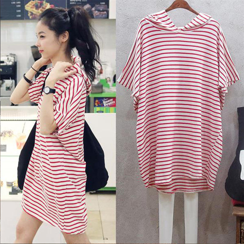 夏の新登場、韓国風のゆったりとしたバットスリーブTシャツワン - Korean Style A Line Shirt Dress のレビューと価格