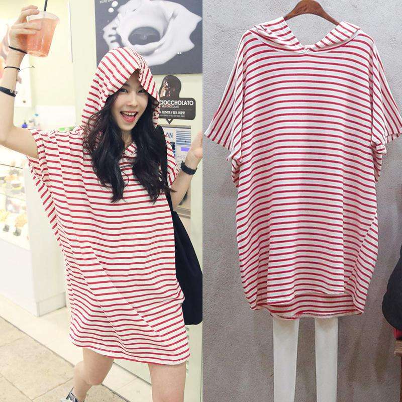 夏の新登場、韓国風のゆったりとしたバットスリーブTシャツワン - Korean Style A Line Shirt Dress のレビューと価格