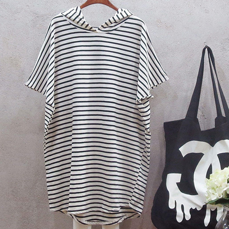 夏の新登場、韓国風のゆったりとしたバットスリーブTシャツワン - Korean Style A Line Shirt Dress のレビューと価格