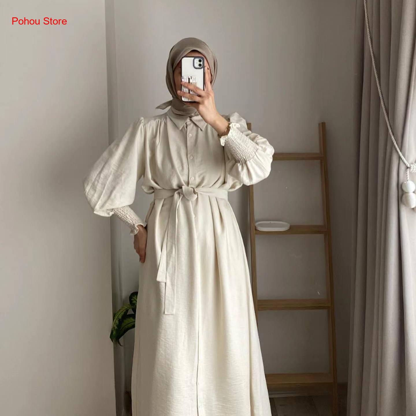 韓国風シャツワンピース レディース ハイウエスト ロングワン - Korean Style A Line Shirt Dress のレビューと価格