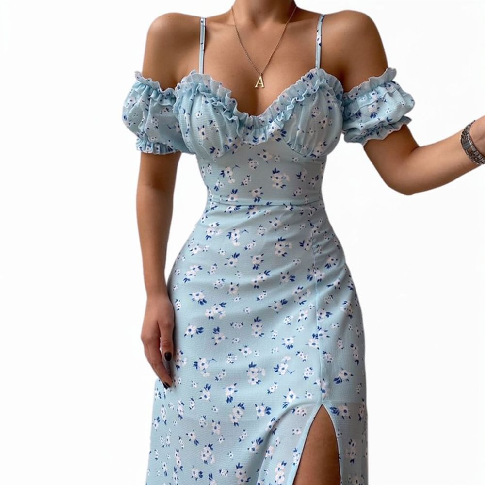 女性用、夏らしい花柄のワンピース、フレンチ・ヴィンテージ風、 - French Vintage Floral Midi Dress のレビューと価格