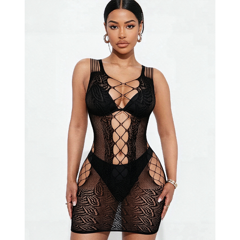 セクシーなランジェリー、女性用、透け感のあるボディコンシャス - Sexy Mesh Sheer Bodycon Dress のレビューと価格