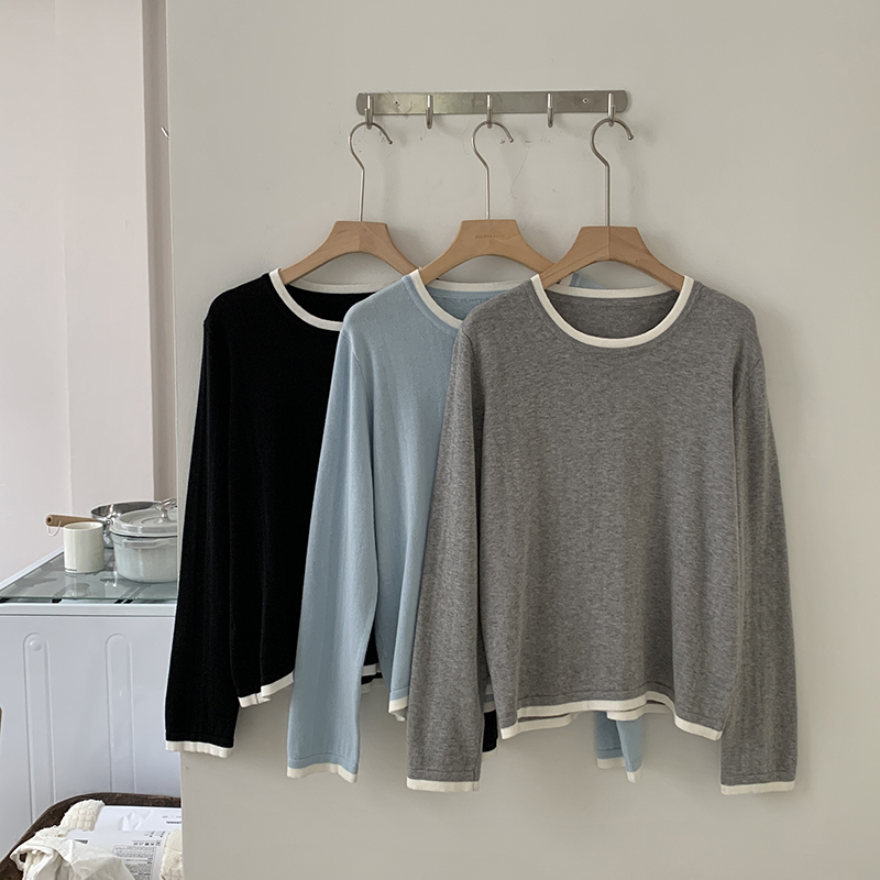 100%コットン製 レディース Oネック カラーブロック 長 - Blouses のレビューと価格