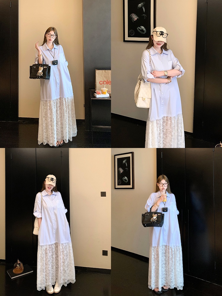 Luu チェリーガールレース A ラインシャツドレス女性夏ル - Korean Style A Line Shirt Dress のレビューと価格