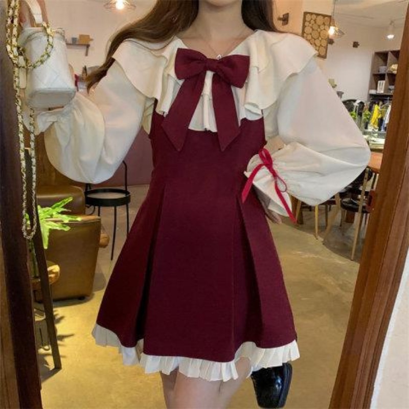 2025年新作 韓国風 可愛い キュートなワンピース ツーピ - Korean Style A Line Shirt Dress のレビューと価格