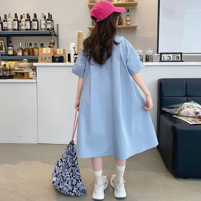 韓国子供服 女の子 ワンピース 2025 夏 子供 可愛い  - Korean Style A Line Shirt Dress のレビューと価格