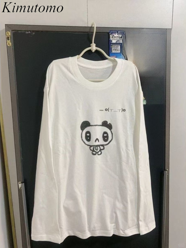 Kimutomo Tシャツ女性漫画プリント長袖ルーズファッシ - Blouses のレビューと価格